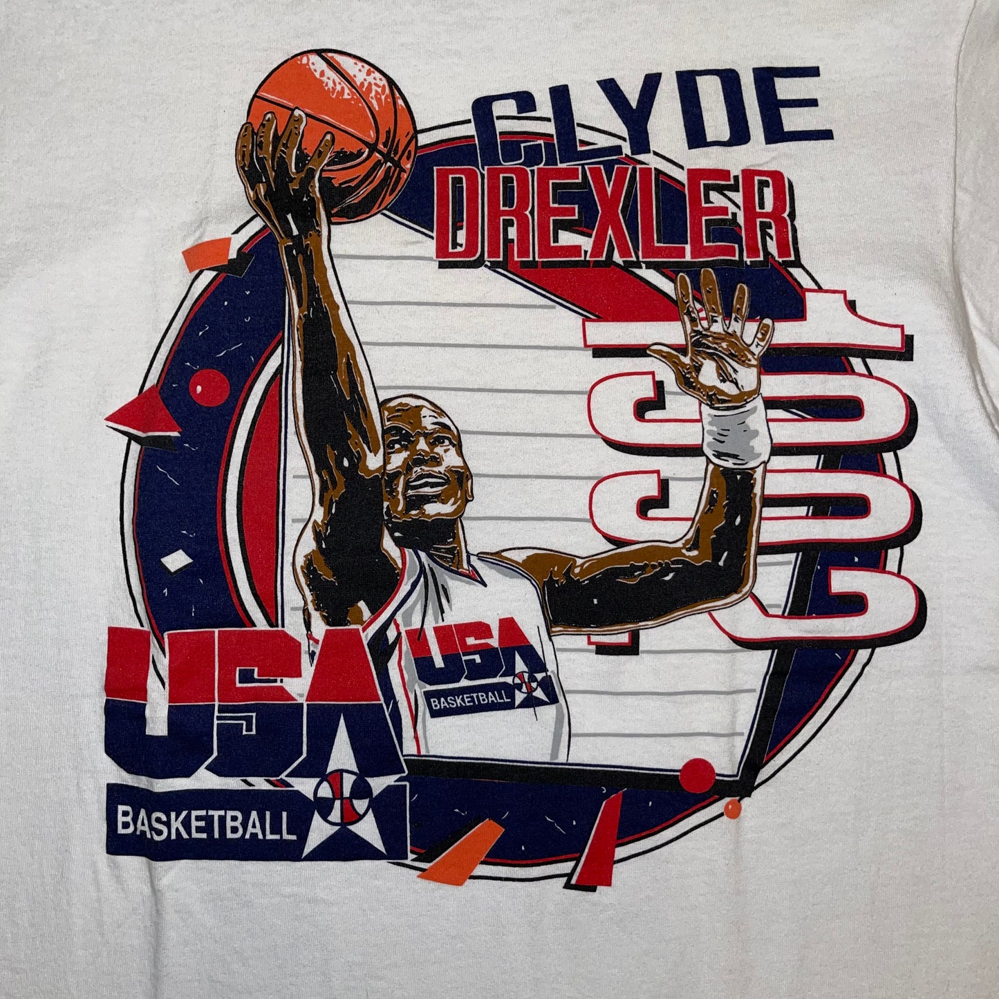 Vtg Clyde Drexler 1992 USA Basketball T-shirt. M