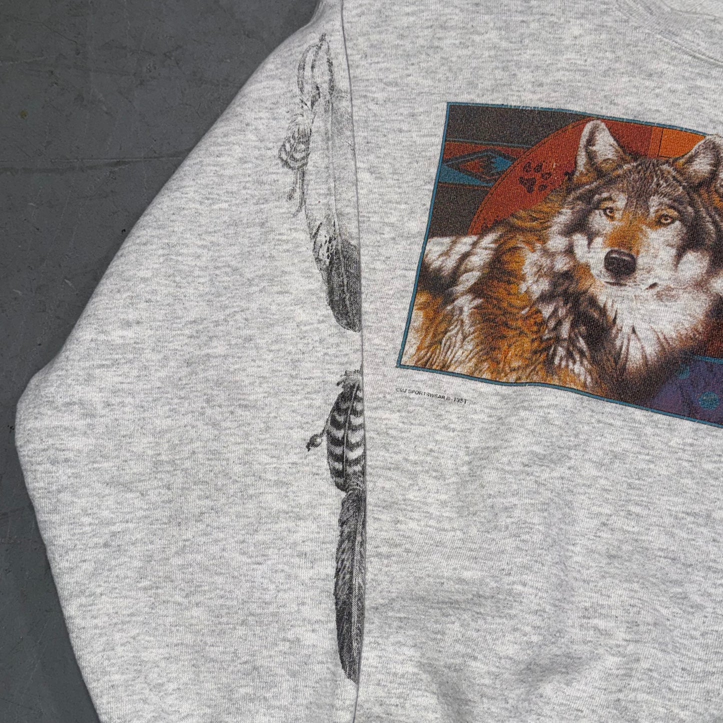 Vintage Wolf Native American Images Crewneck. Size L