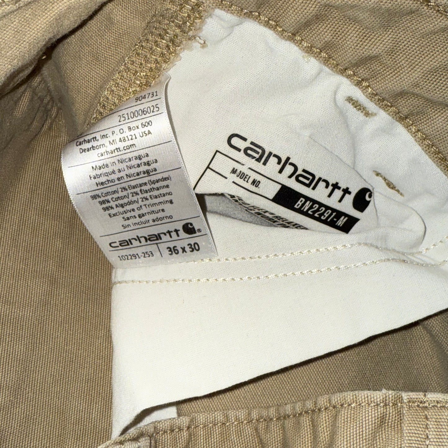 Tan Relaxed Fit Carhartt Pants