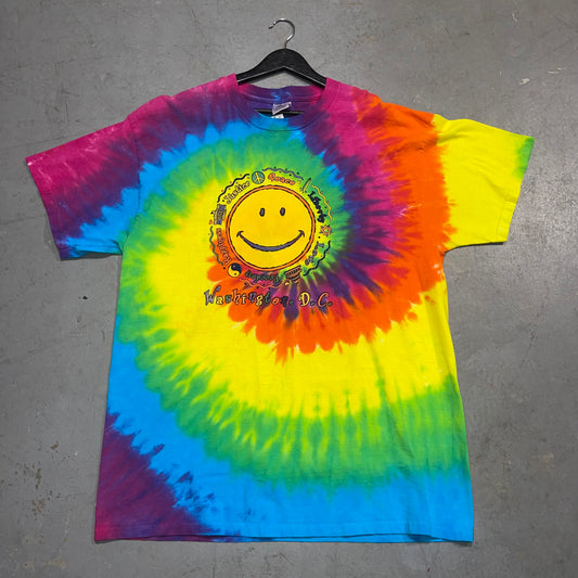 Tie dye smiley face Washington DC T-Shirt

Size Large