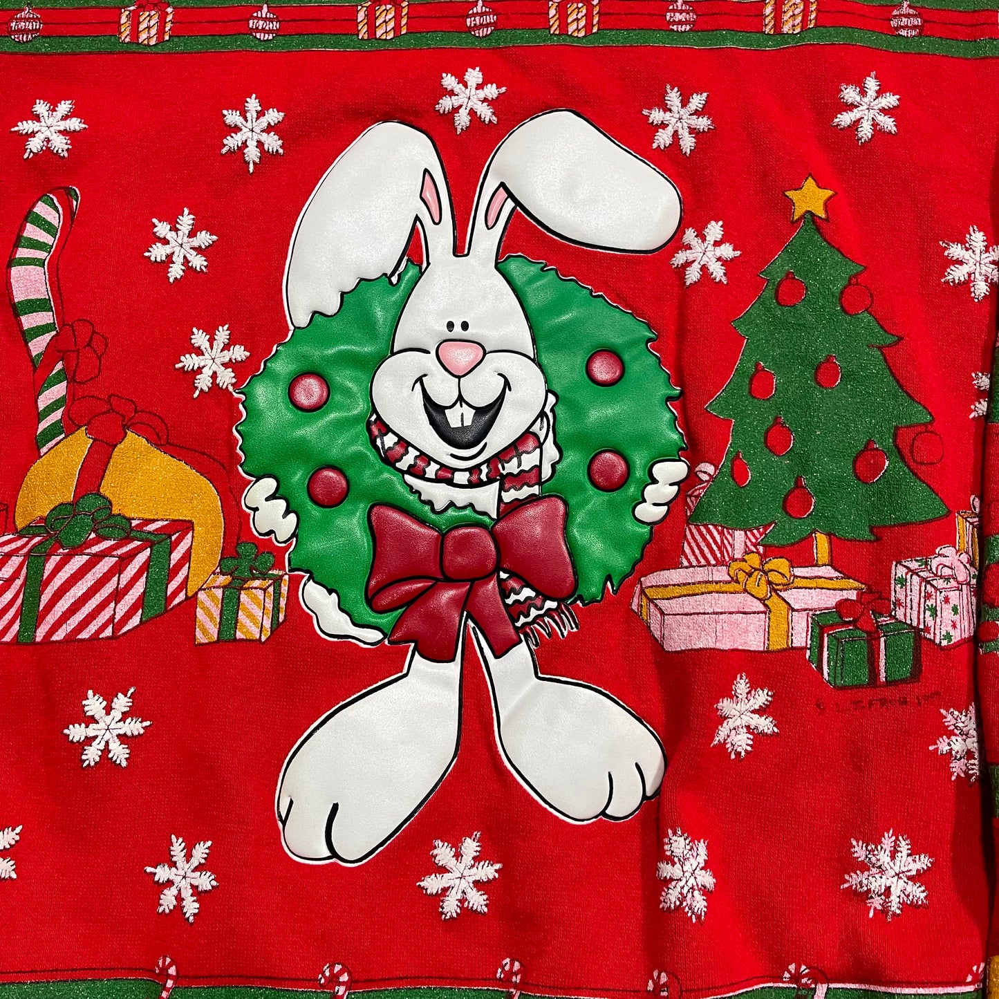 Vintage 80’s Mayfair Cute Snow Bunny Christmas Crewneck. Size Medium