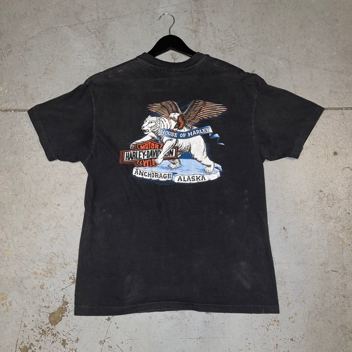 Vintage 1989 Harley Davidson Alaska The Last Frontier Graphic T-Shirt Large USA