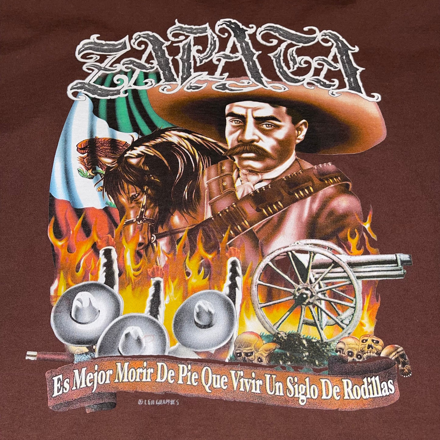 Vintage 90s y2k Emiliano Zapata Mexico Shirt Revolutionary Chicano. Sz XL