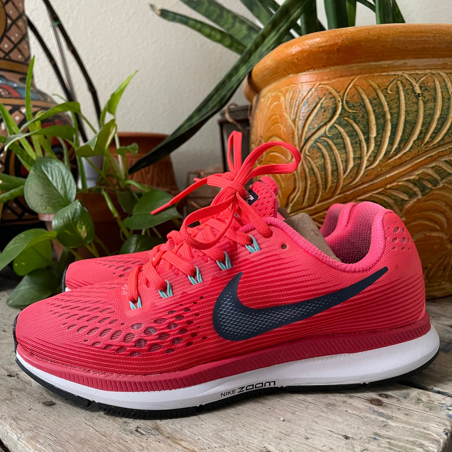 Nike Womens Air Zoom Pegasus 34 880560-602 Pink Running Shoes Sneakers Size 7.5