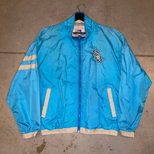 Vintage 90s Pro Player Chicago White Sox Windbreaker Jacket Full Zip Size M