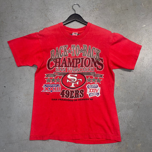 VTG LOGO 7 Back to Back San Francisco 49ers Super Bowl Champions Shirt 1989 Size Large