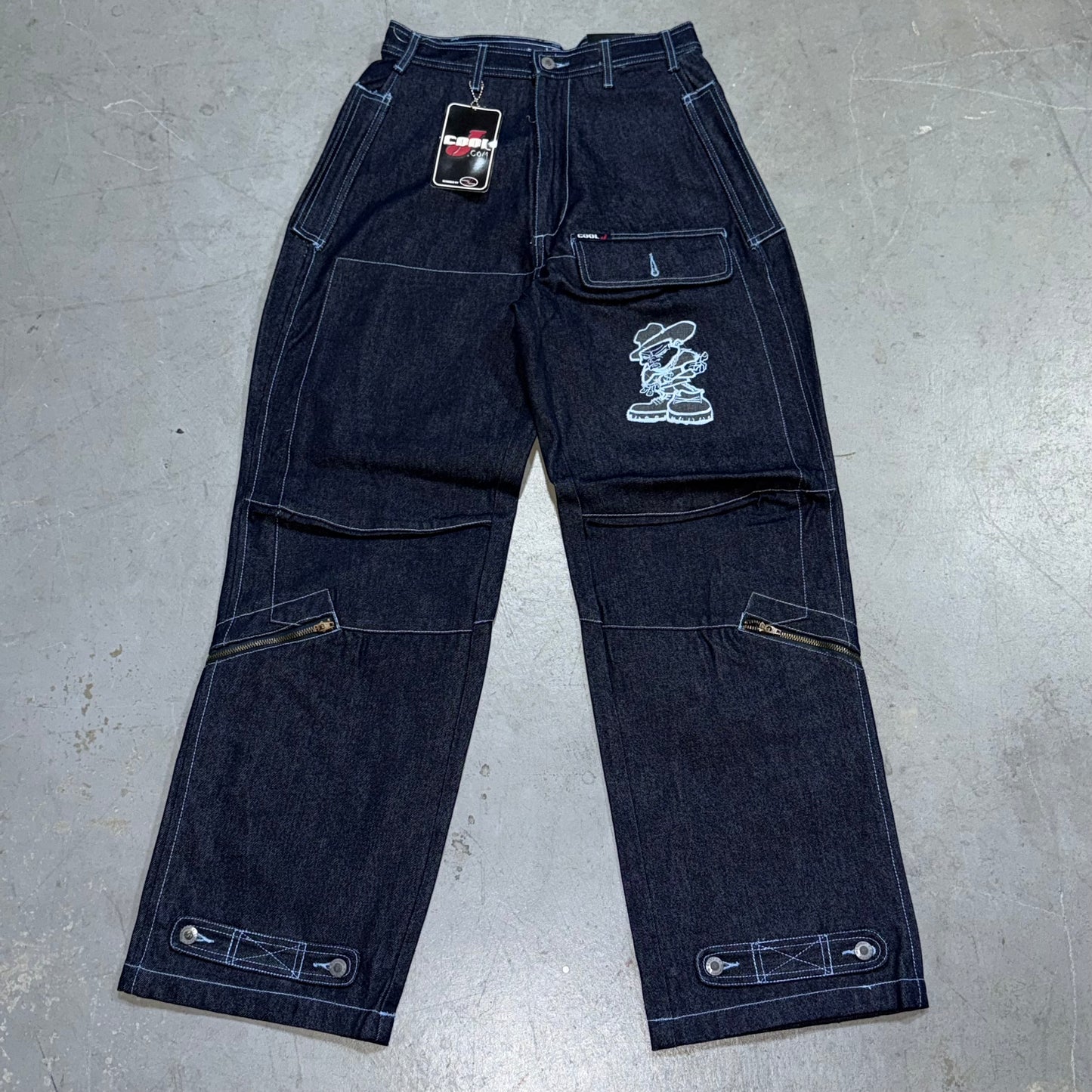 Vintage Y2K Cool J Baggy Embroidered Logo Denim Jeans. Size 30x32