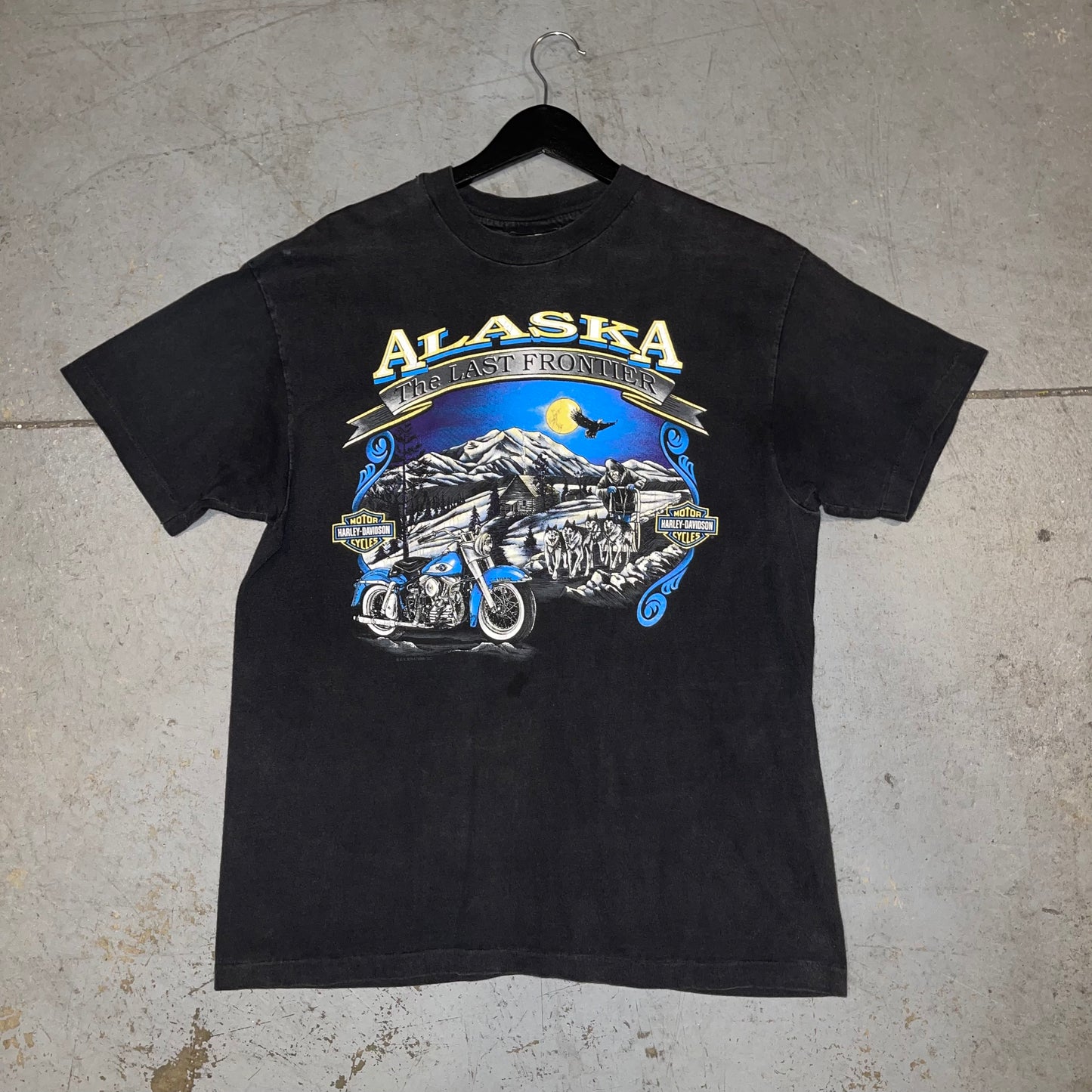 Vintage 1989 Harley Davidson Alaska The Last Frontier Graphic T-Shirt Large USA