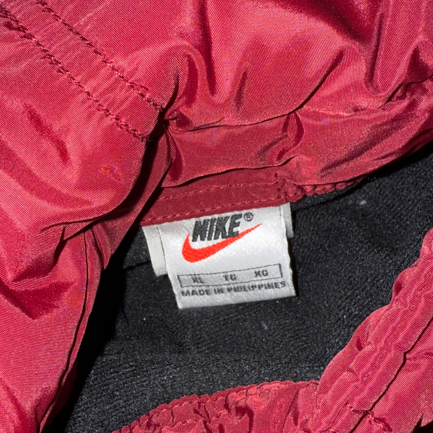 Vintage 90s Nike Large Big Swoosh Reversible BLACK/MAROON Winter Jacket