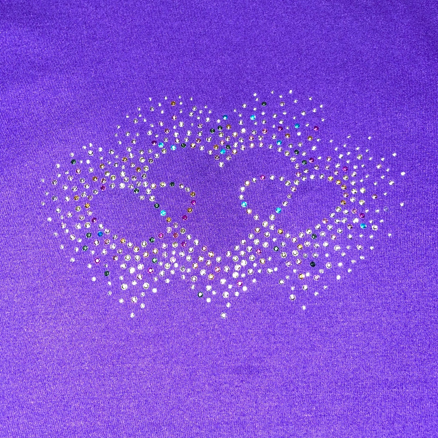 Y2K Purple and gold rhinestone t-shirt.  Size Large