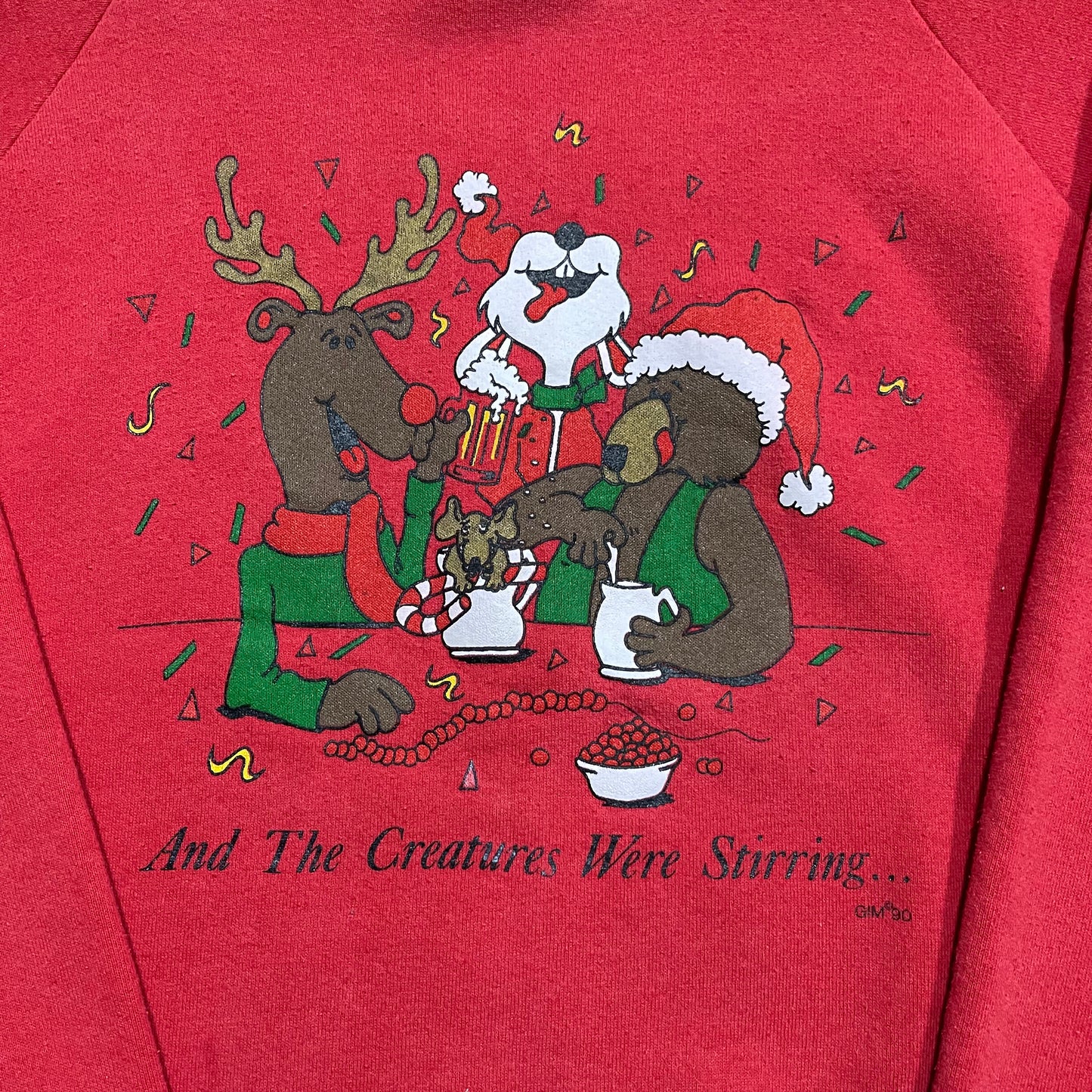 Vintage late 80’s early ‘90’s “And The Creatures Were Stirring…” crewneck.SizeXL