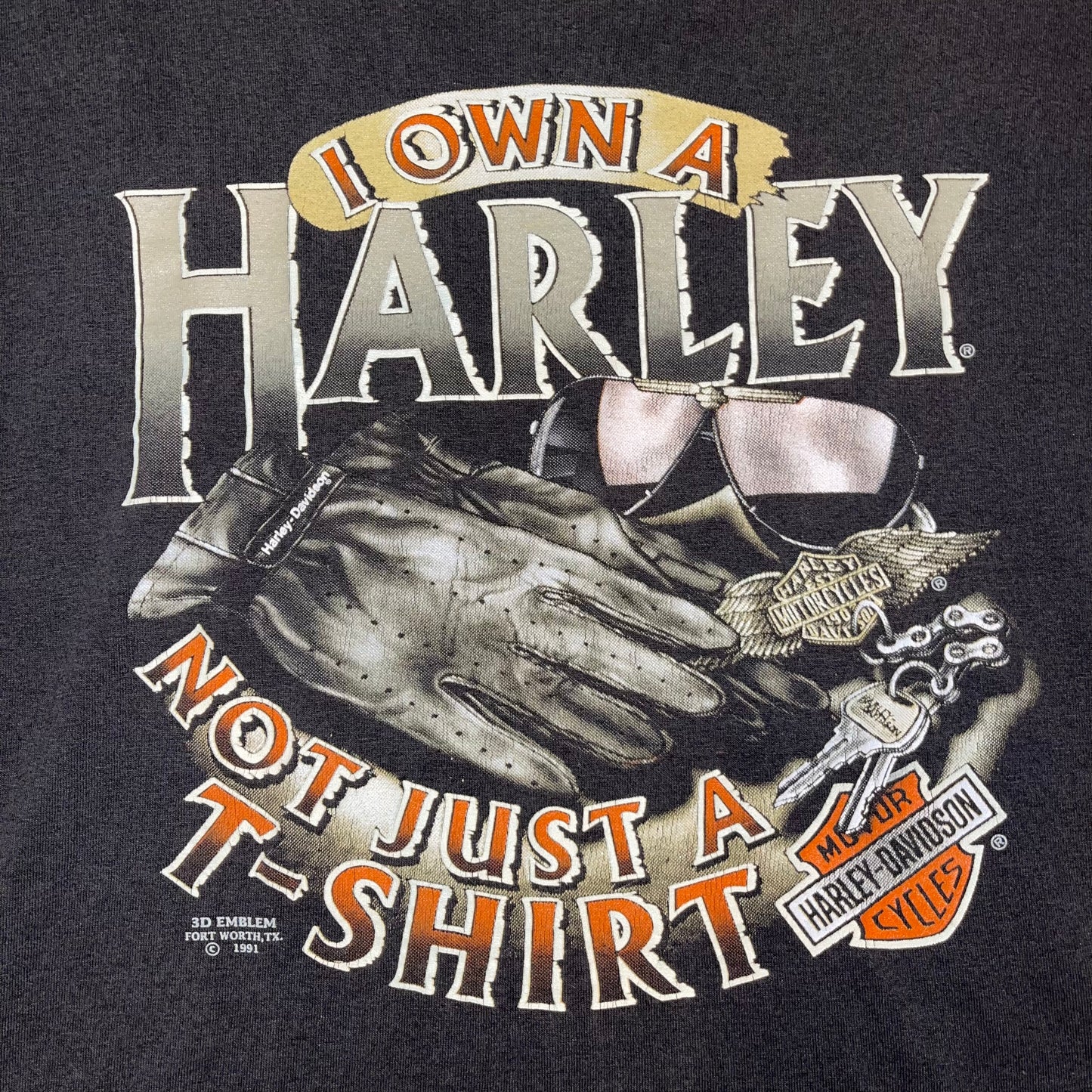 Vintage 1991 3D Emblem Harley Davidson Made in the USA T-shirt. Sz L
