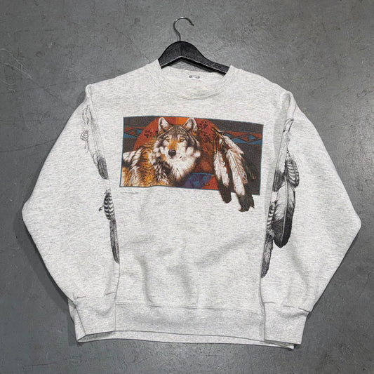 Vintage Wolf Native American Images Crewneck. Size L