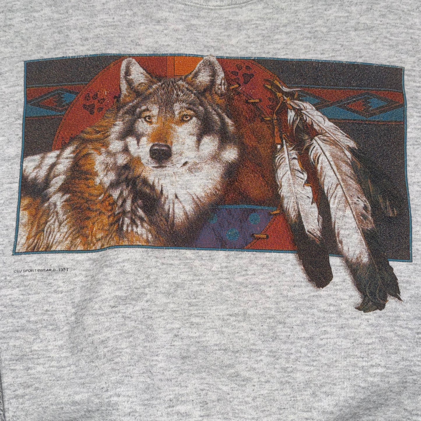 Vintage Wolf Native American Images Crewneck. Size L