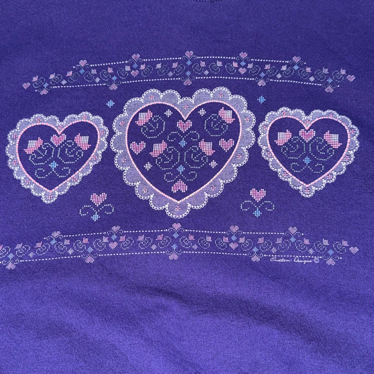 Vintage Purple Jerzees Cute Heart Crewneck. Size L