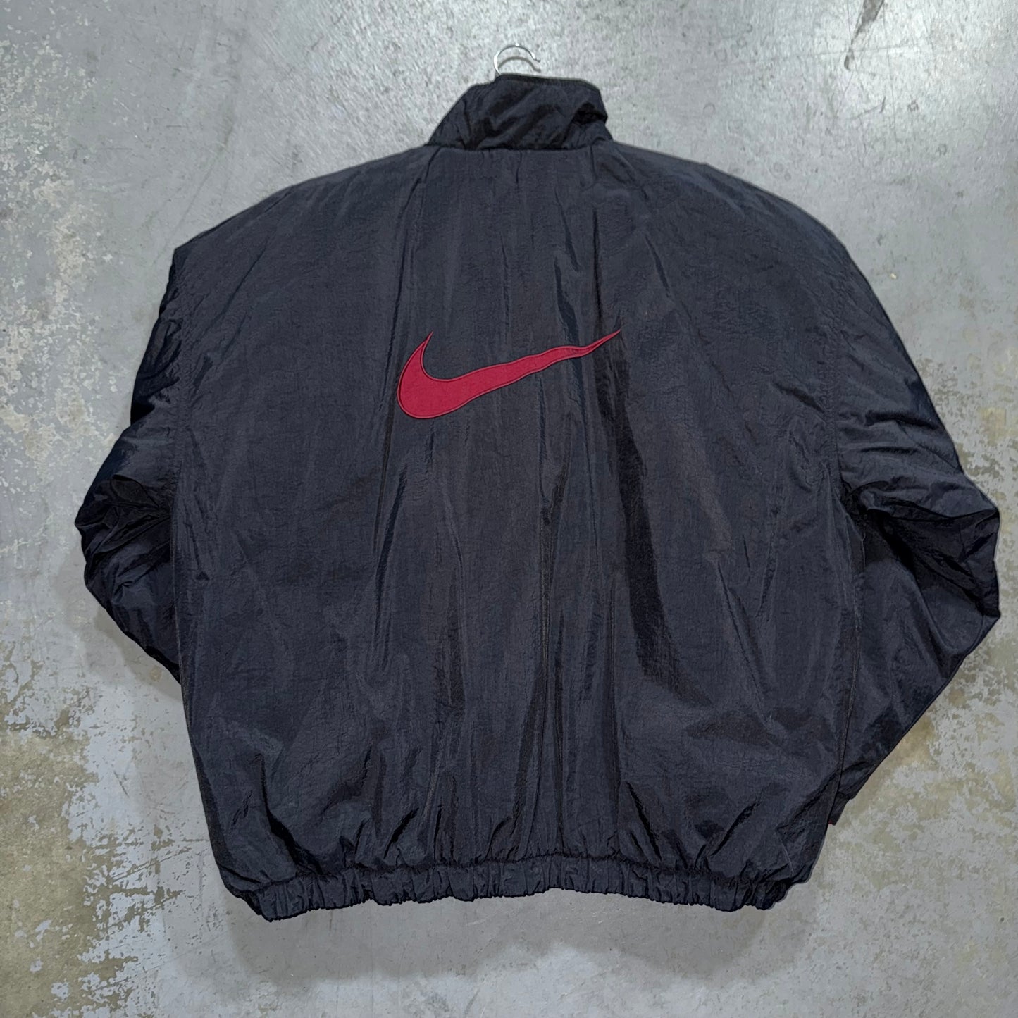 Vintage 90s Nike Large Big Swoosh Reversible BLACK/MAROON Winter Jacket