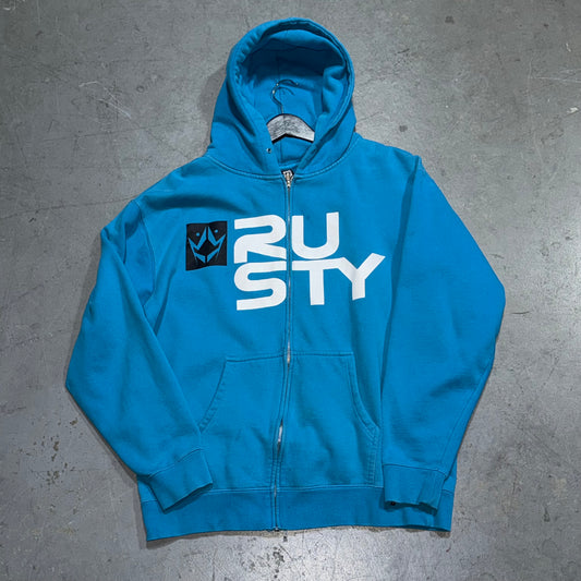 Y2K Rusty Zip Up Hoodie. Size Large