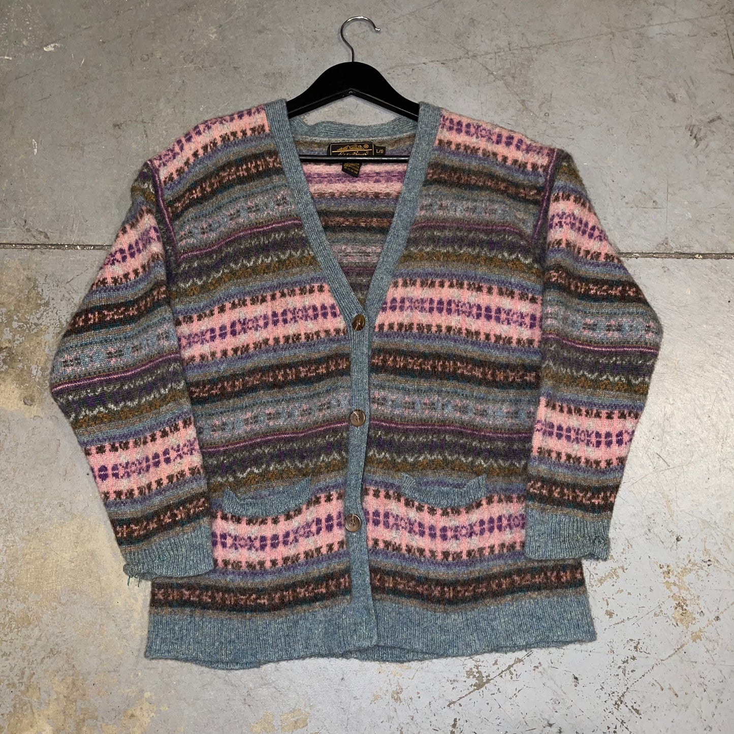 Vintage Eddie Bauer 100% Wool Cardigan. L