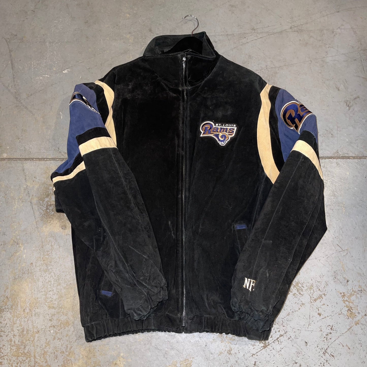 Vintage Y2K St.Louis Rams Suede Parka Jacket. XL