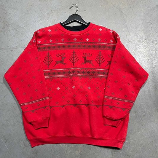 Vintage Christmas Reindeer Crewneck. Size XL