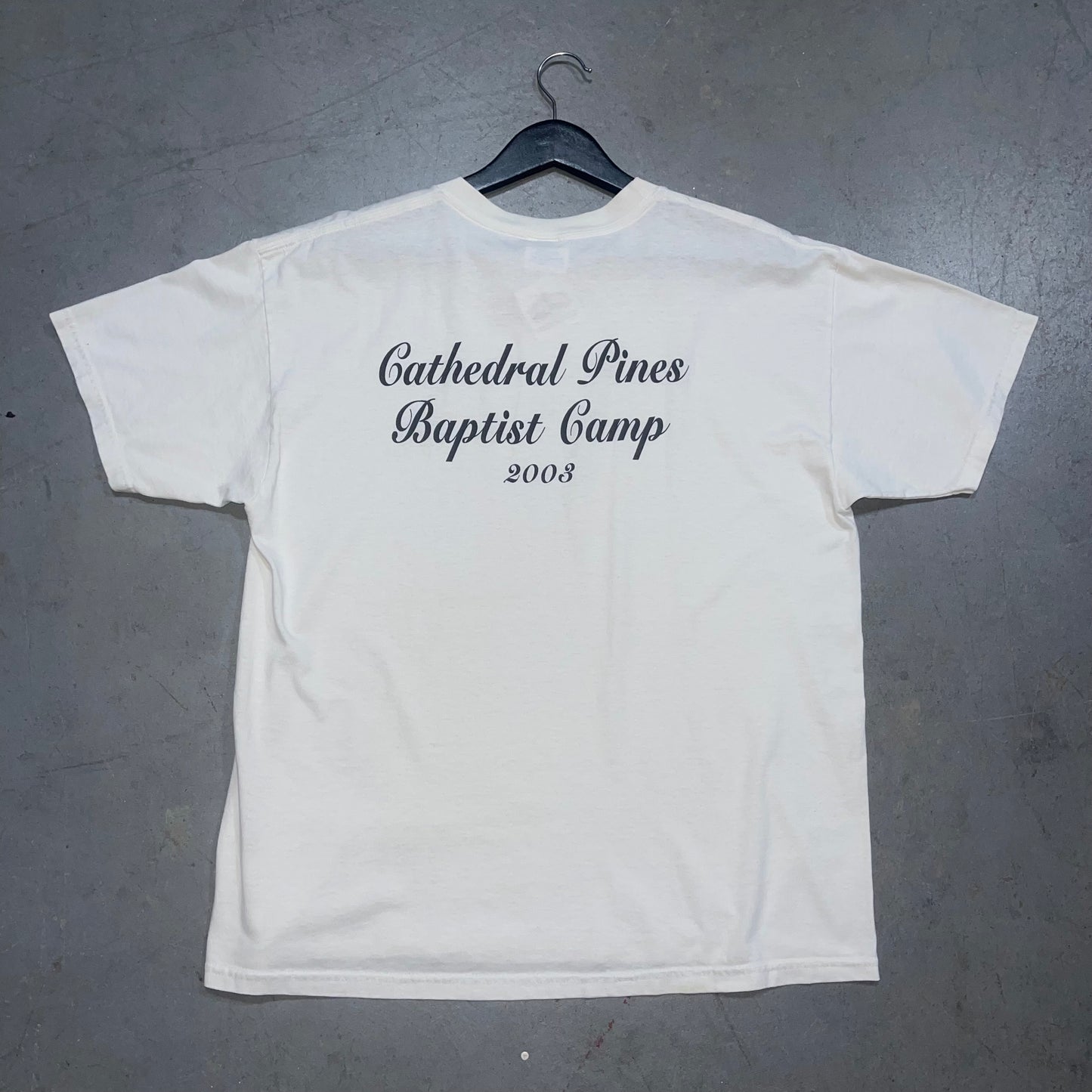 Vintage Y2K Cathedral Pines Baptist Group T-shirt. Size Large.